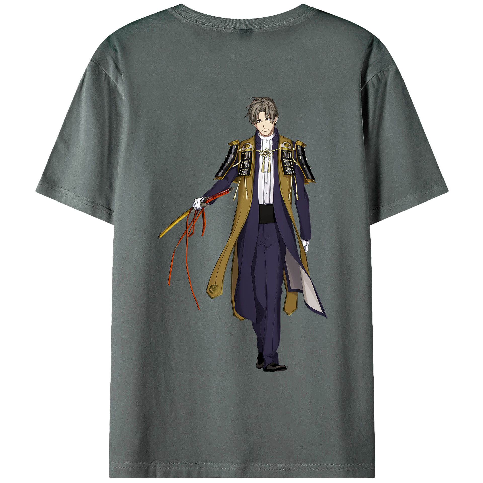（画像用） 刀剣乱舞 Touken Ranbu 綿100％ メンズ半袖Tシャツ（バックプリント） 通気性